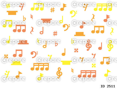 イエロー系の音符と休符と音楽の記号の背景