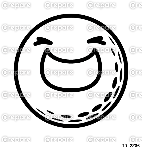 ゴルフボールの顔が「爆笑」しているイラスト
