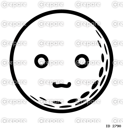 ゴルフボールのご機嫌な顔のイラスト
