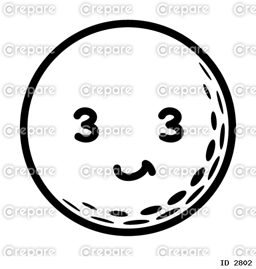 ゴルフボールの面食らった笑顔のイラスト