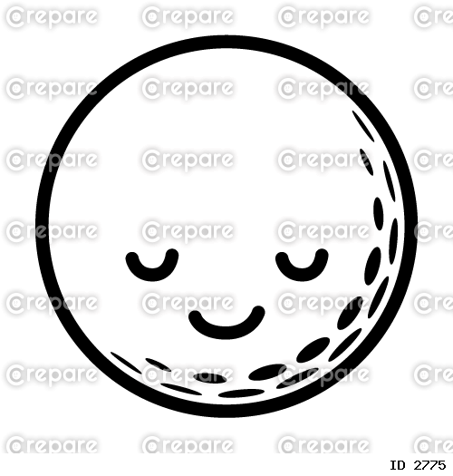 笑顔でうなずいているゴルフボールの顔イラスト