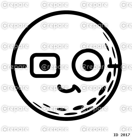 ゴルフボールの四角と丸のメガネ顔のイラスト