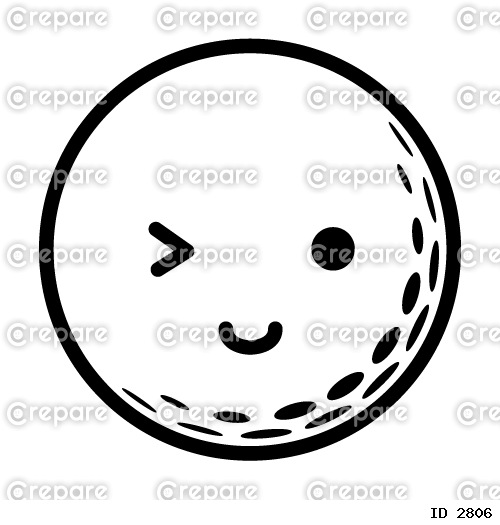 ゴルフボールのウインクした笑顔のイラスト