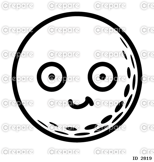 ゴルフボールの嬉しい驚き顔のイラスト