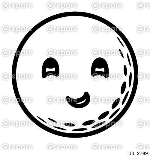 ゴルフボールの幸せそうな顔のイラスト