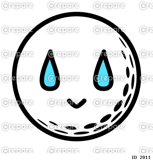 ゴルフボールの涙を流しながら笑っている顔のイラスト