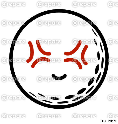 ゴルフボールの怒りながら笑っている顔のイラスト
