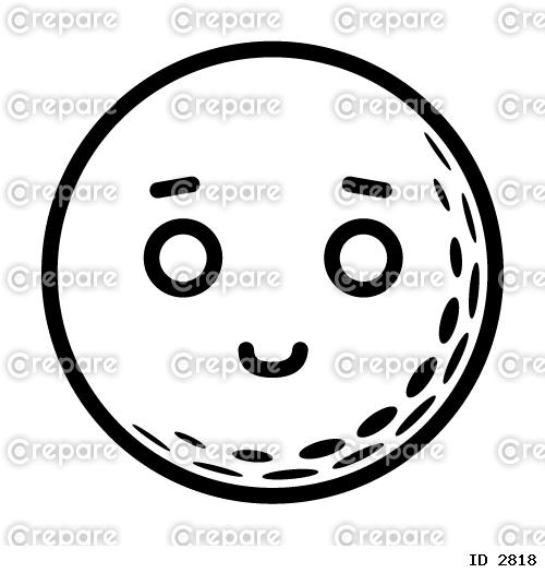 ゴルフボールの白目で笑顔のイラスト