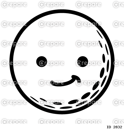 ゴルフボールのニヤリとした笑顔のイラスト