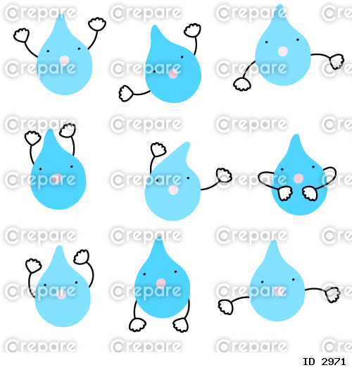 水滴のキャラクターイラストのセット クリパレ