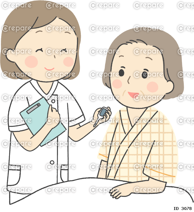 入院患者の検温をする看護師