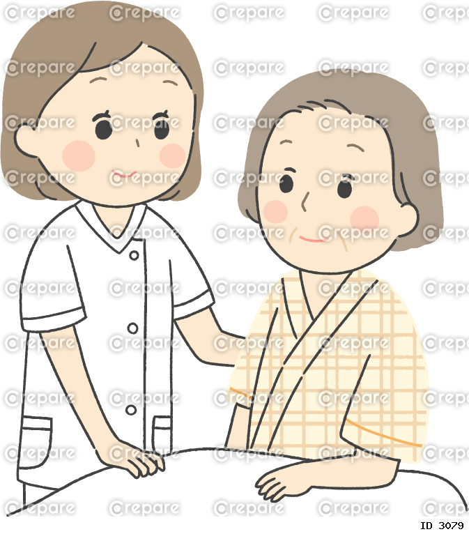 入院患者と看護師