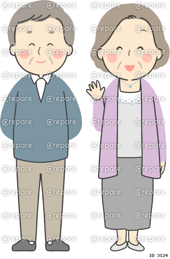 笑顔の高齢夫婦全身