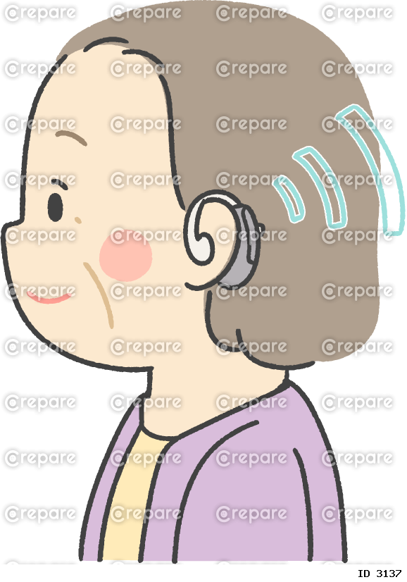 補聴器をつけているシニア女性