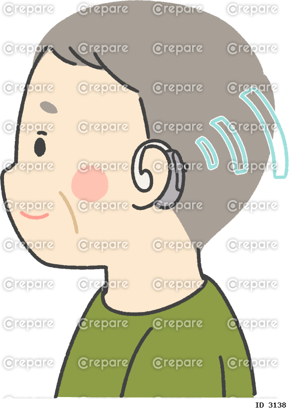 補聴器をつけているシニア男性