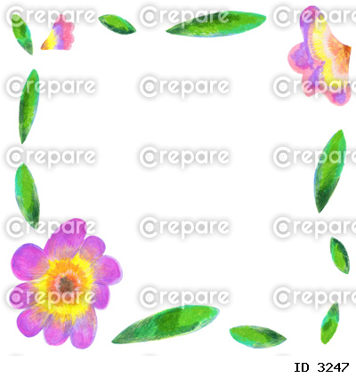 手描きの紫色の花のイラストのフレーム