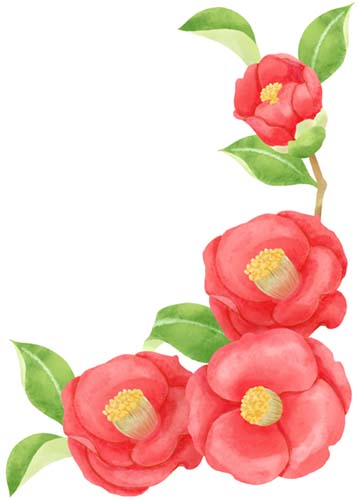 水彩画風 椿の花のデコレーション素材イラスト クリパレ