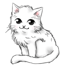 動物　白猫　手描き