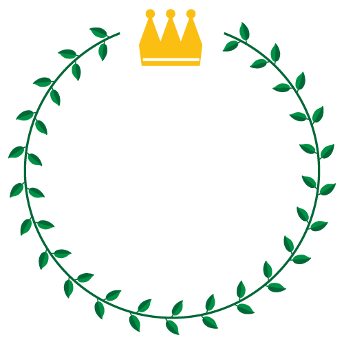 シンプルな王冠のイラストがある月桂樹の丸型フレーム クリパレ