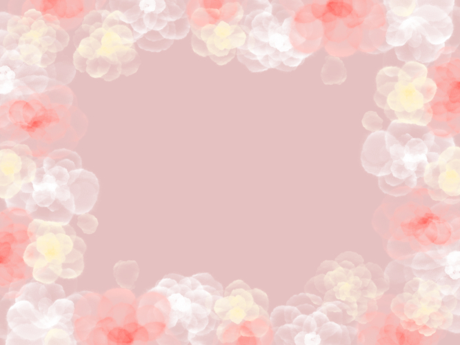 ピンク色のかわいい水彩風の花フレーム