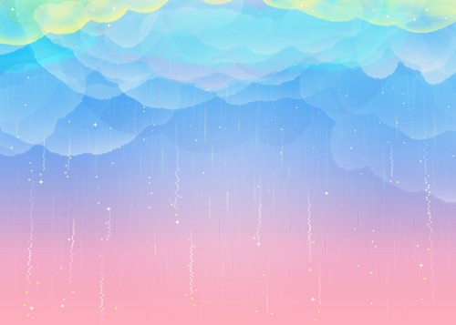 ふわふわしたパステルカラーグラデーションの雨空の背景グラフィック クリパレ