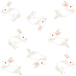 手描きで描かれたウサギのパターン素材