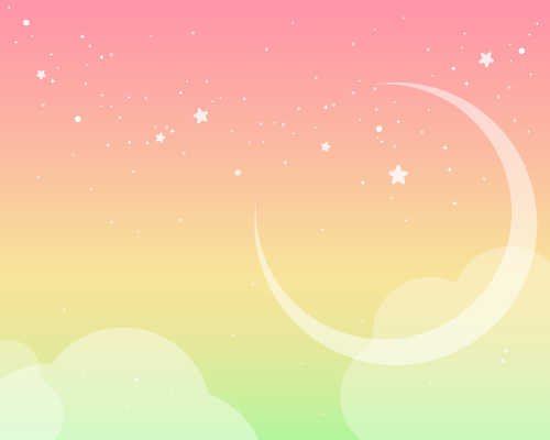 パステルカラーのファンタジーな月とピンク色の空