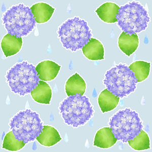 水彩タッチで描いた紫陽花のパターン素材