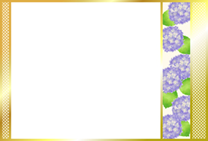 水彩タッチで描いた紫陽花の和風装飾素材