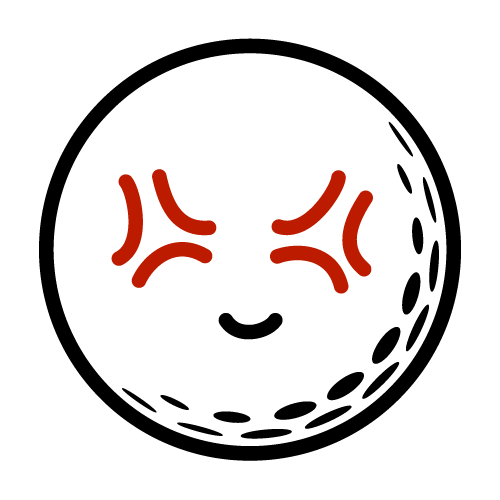 ゴルフボールの怒りながら笑っている顔のイラスト クリパレ