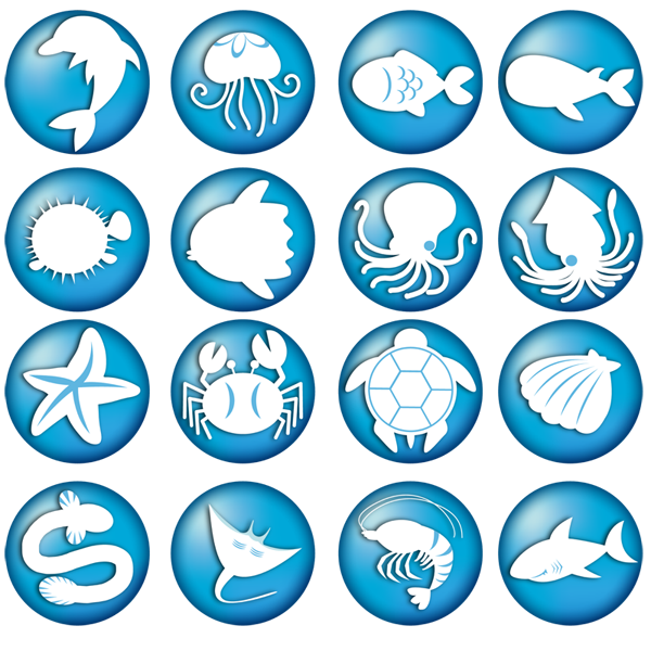 海の生き物アイコンセット