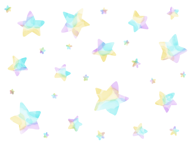 手描き水彩風のカラフルでかわいい星の背景 クリパレ