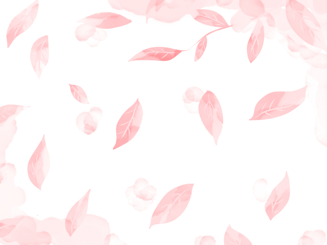 ピンク色の水彩風の葉の美しい背景イラスト