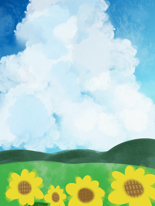 青空とひまわりの背景イラスト クリパレ