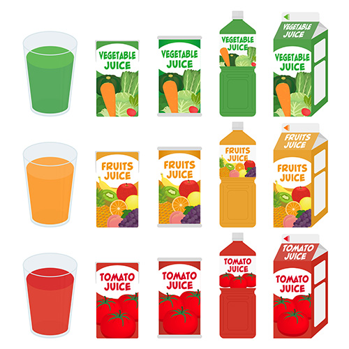野菜と果物のジュースのイラストセット クリパレ
