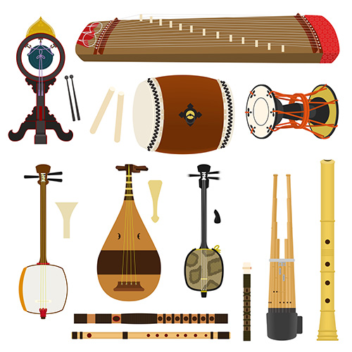 日本の楽器のイラストセット クリパレ