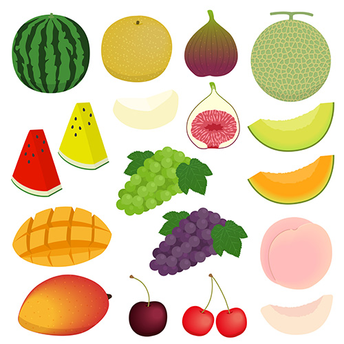 夏の果物のイラストセット
