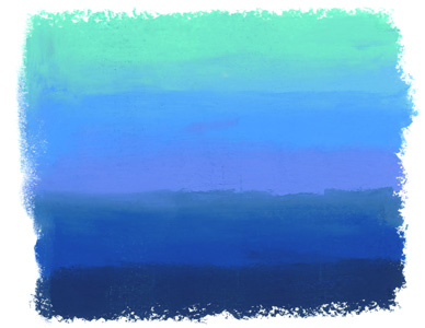 オイルパステル で手描きした美しい青いボーダーのグラデーション