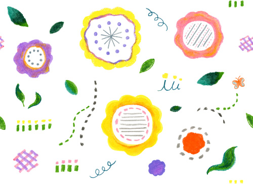 かわいい手描きの花のシームレスパターンの背景イラスト