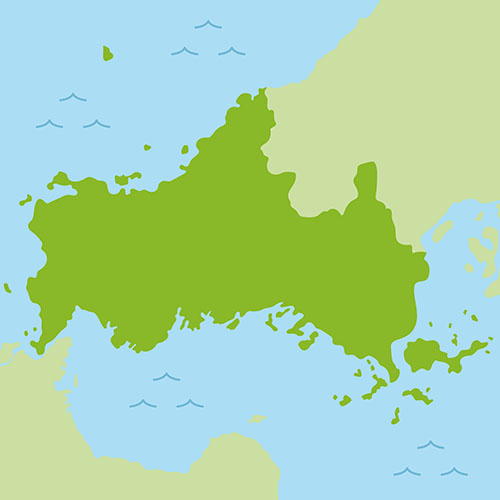 山口県の地図のイラスト